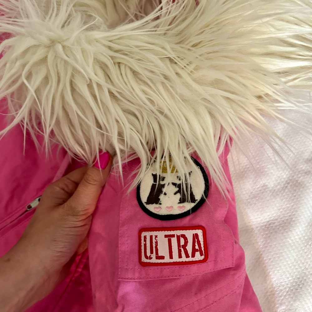 Juicy Couture Vintage Pink and White Cozy Puffer Coat Y2K